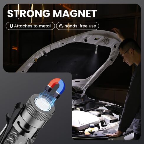 Yemao Emergency EDC Flashlight,Rechargeable 1500LM Mini Light - 6 Modes with Magnet/Clip,Portable Pocket-Sized Keychain Flashlight,IP6 Waterproof LED Torch for Outdoor and Home Use (Small) in Kuwait