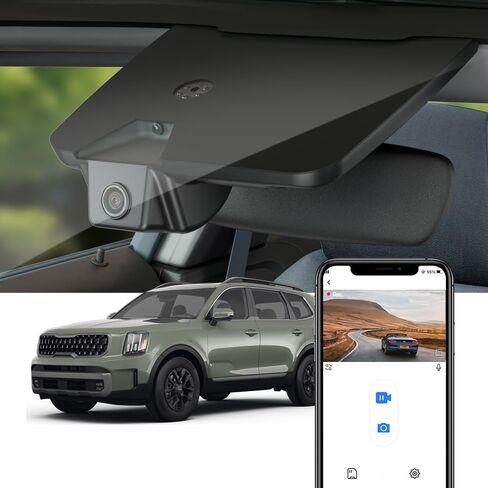 كاميرا Fitcamx الأمامية 4K+الخلفية 1080P تتكيف مع Kia Telluride 2023-2025 (الجزء رقم #S9500)، مظهر مصنع OEM، فيديو عالي الدقة بقناتين، واي فاي مدمج وتطبيق، تسجيل حلقة، مستشعر G، سهل الإعداد، بطاقة 128 جيجابايت in Kuwait