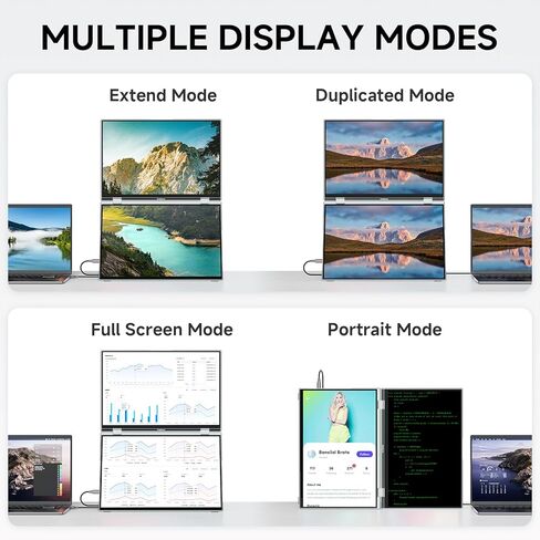 U16 Pro شاشة لمس محمولة مزدوجة مقاس 16 بوصة، موسع شاشة كمبيوتر محمول بدقة 1200 بكسل FHD مع USB-C/HDMI، شاشة سفر قابلة للطي للتوصيل والتشغيل لأجهزة الكمبيوتر المحمول/Mac/PC/الهاتف/Windows، قابلة للتركيب على VESA in Kuwait