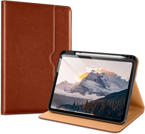 حافظة VIKESI لجهاز iPad (A16) الجيل الحادي عشر 11 بوصة 2025 وiPad الجيل العاشر 10.9 بوصة 2022، غطاء جلدي ذكي قابل للطي مع حامل قلم رصاص وحزام يد، يدعم النوم/الاستيقاظ التلقائي، بني in Kuwait