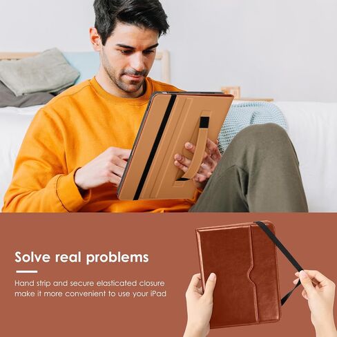 حافظة VIKESI لجهاز iPad (A16) الجيل الحادي عشر 11 بوصة 2025 وiPad الجيل العاشر 10.9 بوصة 2022، غطاء جلدي ذكي قابل للطي مع حامل قلم رصاص وحزام يد، يدعم النوم/الاستيقاظ التلقائي، بني in Kuwait