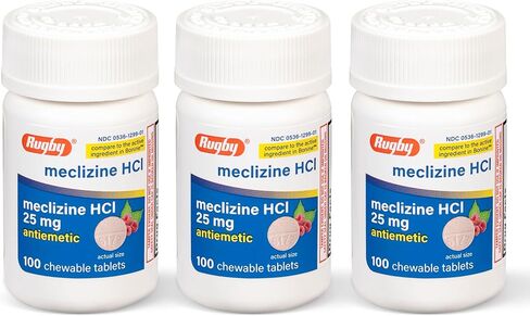 Meclizine HCL 25mg Generic For Bonine Chewable Tablets, 100 Count (Pack of 3) in Saudi Arabia