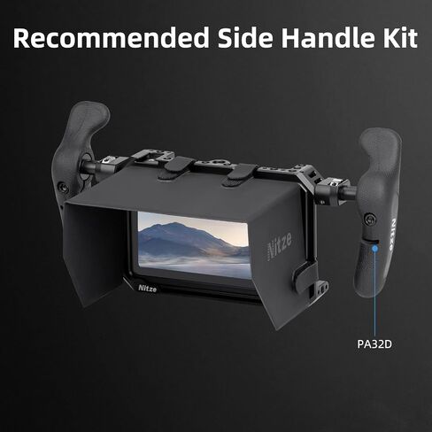 مجموعة قفص Nitze لشاشة/مسجل Atomos Ninja TX، مع غطاء شمس من جلد البولي يوريثان، وحذاء بارد مدمج وسكة ناتو - JT-A08B in Saudi Arabia