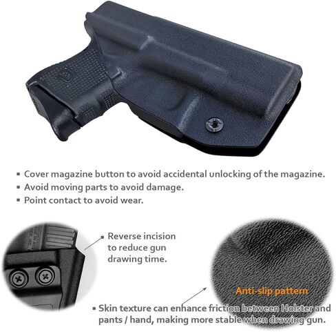 POLE.CRAFT IWB Kydex Holster يناسب: Glock 26 (Gen 1-5) / Glock 27 Glock 33 (Gen 3-4) مسدس - حمل حزام الخصر الداخلي - Adj. عدم القدرة على الاحتفاظ - زر الغطاء المغناطيسي - عدم التآكل - عدم وجود اهتزاز in Kuwait