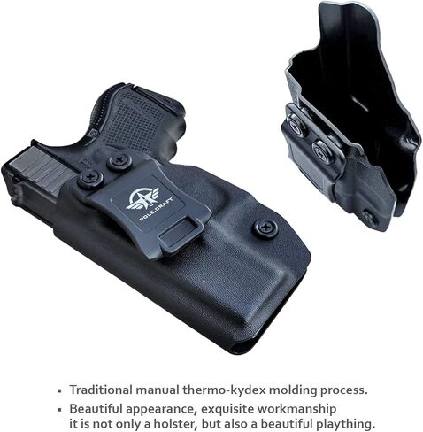 POLE.CRAFT IWB Kydex Holster يناسب: Glock 26 (Gen 1-5) / Glock 27 Glock 33 (Gen 3-4) مسدس - حمل حزام الخصر الداخلي - Adj. عدم القدرة على الاحتفاظ - زر الغطاء المغناطيسي - عدم التآكل - عدم وجود اهتزاز in Kuwait