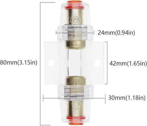 1Set Fuse Holder Block for Car Vehicle Subwoofer Audio in Line AMP Amplifier Cable Gauge Gold Plated(40A) in Saudi Arabia