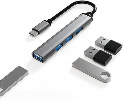 موزع USB بأربعة منافذ، محول مقسم USB-A للماوس ولوحة المفاتيح ومحرك الأقراص المحمول والقرص الصلب الخارجي والطابعة والمزيد، موسع USB مدمج متعدد المنافذ لأجهزة الكمبيوتر المحمول وسطح المكتب ووحدة التحكم في الألعاب in Saudi Arabia