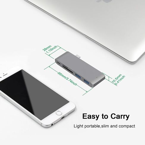 محول لجهاز iPad USB C Hub، محول USB C 5 في 1 مع 2 * 5 جيجابت في الثانية USB 3.0، شحن 60 وات PD، قارئ بطاقة SD/Micro SD لجهاز iPad Pro M4 M2 M1 13 12.9 11 بوصة iPad Air 5 4 Tablet Dock in Saudi Arabia