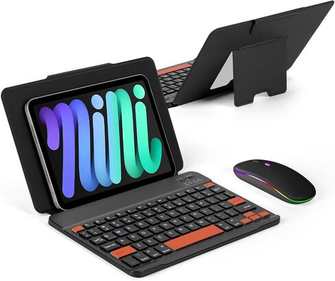 Universal Bluetooth Keyboard and Case for Tablet/Phone/Laptop,Wireless Portable Slim Keypad and Mice Rechargeable with Adjustable Bracket for iPad A16/Mini/Air/iPhone/Galaxy Z Fold Black in Saudi Arabia