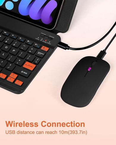 Universal Bluetooth Keyboard and Case for Tablet/Phone/Laptop,Wireless Portable Slim Keypad and Mice Rechargeable with Adjustable Bracket for iPad A16/Mini/Air/iPhone/Galaxy Z Fold Black in Saudi Arabia