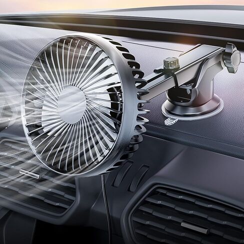 مروحة محمولة على السيارة مع كوب شفط، سرعتان 360 درجة، مروحة USB قابلة للتعديل للسيارة، مروحة تبريد محمولة منخفضة الضوضاء للوحة قيادة السيارة، المكتب in Saudi Arabia