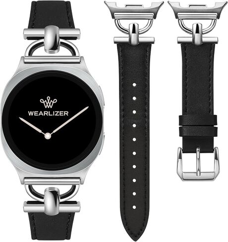 أحزمة جلدية من Wearlizer متوافقة مع ساعة Samsung Galaxy Watch 8 Band 40mm 44mm/Watch 8 Classic 46mm، ملحقات سوار معصم من الجلد النحيف بتصميم أنيق مع إبزيم معدني على شكل D للنساء in Saudi Arabia