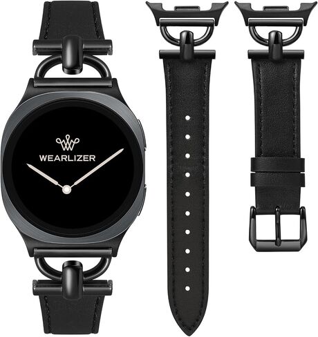 أحزمة جلدية من Wearlizer متوافقة مع ساعة Samsung Galaxy Watch 8 Band 40mm 44mm/Watch 8 Classic 46mm، ملحقات سوار معصم من الجلد النحيف بتصميم أنيق مع إبزيم معدني على شكل D للنساء in Saudi Arabia