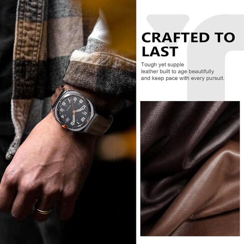 Leather Band Compatible with Samsung Galaxy Watch Ultra 47mm(2025/2024), Genuine Leather Rugged Durable Classic Vintage Handcrafted Outdoor Business Travel Gift Samsung Watch Strap for Men in Saudi Arabia