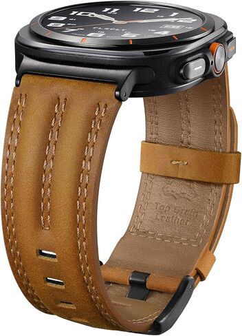 Leather Band Compatible with Samsung Galaxy Watch Ultra 47mm(2025/2024), Genuine Leather Rugged Durable Classic Vintage Handcrafted Outdoor Business Travel Gift Samsung Watch Strap for Men in Saudi Arabia