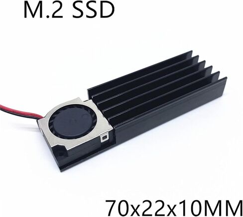 بالوعة حرارة القرص الصلب مع مروحة تبريد وسادة حرارية 70 × 22 × 10 ملم قرص صلب للكمبيوتر المحمول SSD زعانف ألومنيوم Nvme 512 (مروحة 2pin قياسية، 5 فولت) in Saudi Arabia
