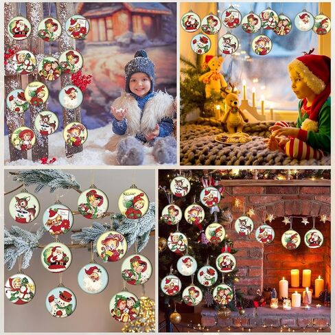 Geelin 24 Pcs Halloween Ornaments Wooden Halloween Decorations for Tree Pumpkin Wood Cutout Vintage Halloween Black Cat Bat Hanging Pendants Retro Halloween Decor for Small Tree Holiday Party Home in Kuwait