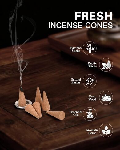 Incense Cones - Mix 6 Scents (96 Cones Total), 16 Cones Each of Rose, Sandalwood, Ocean, Lavender, Frankincense,Coconut Gift Sets in Saudi Arabia