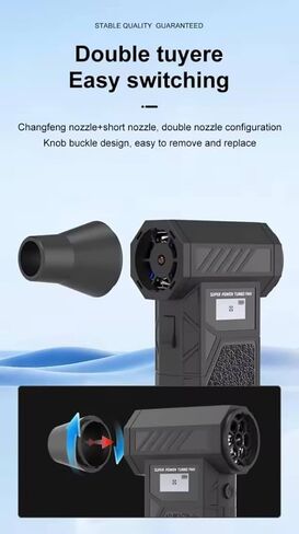 منفضة الهواء المضغوط TurboJet 138000 دورة في الدقيقة | منفضة هواء مزدوجة ومكنسة كهربائية لاسلكية بـ 3 سرعات | بطارية 8000 مللي أمبير، شحن سريع 30 وات | منظف ​​محمول لإزالة غبار السيارات والمكاتب والإلكترونيات in Saudi Arabia