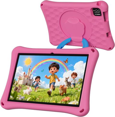 تابلت للأطفال، تابلت Android 13 مقاس 10.1 بوصة، 12 جيجابايت + 64 جيجابايت، 1 تيرابايت قابل للتوسيع، 5G WiFi 6، BT 5.0، رباعي النواة، 6000 مللي أمبير، كاميرا مزدوجة، وضع التحكم الأبوي AWAWA، شاشة حماية العين بالضوء الأزرق مع حافظة. in Kuwait