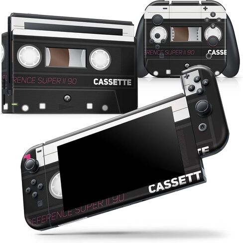 Design Skinz - Compatible with Nintendo Switch OLED Console + Joy-Con - Skin Decal Protective Scratch-Resistant Removable Vinyl Wrap Cover - Vintage Retro Audio Cassette Tape V3 in Saudi Arabia