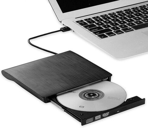 محرك أقراص DVD خارجي USB 3.0، مشغل ناسخ CD/DVD +/-RW محمول للكمبيوتر المحمول والكمبيوتر المكتبي، متوافق مع Windows 11/10/8/7 وMacBook وMac OS وLinux - أسود in Kuwait
