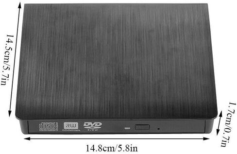محرك أقراص DVD خارجي USB 3.0، مشغل ناسخ CD/DVD +/-RW محمول للكمبيوتر المحمول والكمبيوتر المكتبي، متوافق مع Windows 11/10/8/7 وMacBook وMac OS وLinux - أسود in Kuwait