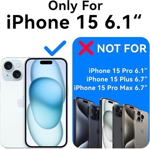 Generic لحافظة iPhone 15، [3 في 1] 1X حافظة شفافة [غير صفراء] مع 1 واقي شاشة + 1 واقي عدسة الكاميرا، [حماية من السقوط من الدرجة العسكرية 15 قدمًا] حافظة رفيعة مقاومة للصدمات لهاتف iPhone 15 in Kuwait