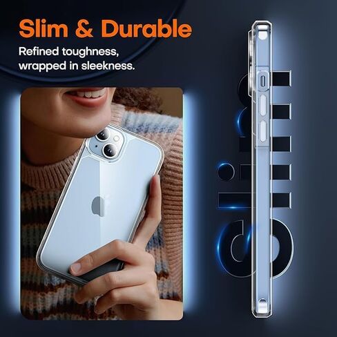 Generic لحافظة iPhone 15، [3 في 1] 1X حافظة شفافة [غير صفراء] مع 1 واقي شاشة + 1 واقي عدسة الكاميرا، [حماية من السقوط من الدرجة العسكرية 15 قدمًا] حافظة رفيعة مقاومة للصدمات لهاتف iPhone 15 in Kuwait