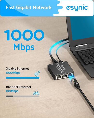 eSynic Ethernet Splitter 1 to 4 Portable 1000Mbps High Speed Network Splitter Durable Metal Case Gigabit RJ45 Internet Splitter for LAN RJ45 ethernet Cable Splitter Work with Cat5/5e/6/7/8 Cable in Saudi Arabia