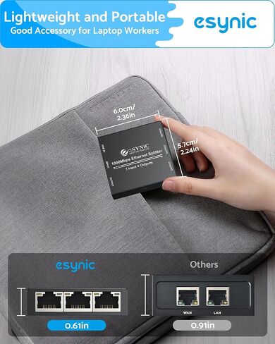 eSynic Ethernet Splitter 1 to 4 Portable 1000Mbps High Speed Network Splitter Durable Metal Case Gigabit RJ45 Internet Splitter for LAN RJ45 ethernet Cable Splitter Work with Cat5/5e/6/7/8 Cable in Saudi Arabia