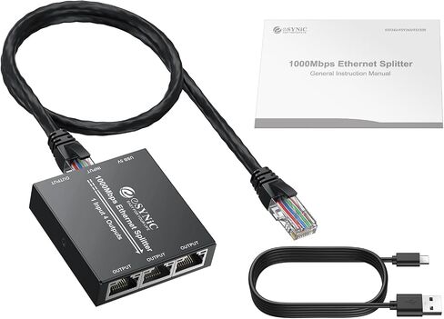 eSynic Ethernet Splitter 1 to 4 Portable 1000Mbps High Speed Network Splitter Durable Metal Case Gigabit RJ45 Internet Splitter for LAN RJ45 ethernet Cable Splitter Work with Cat5/5e/6/7/8 Cable in Saudi Arabia