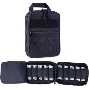 Tactical Pistol Magazine Pouch, MOLLE 9mm Mag Pouch with 10 Slots Fits Most Single/Double Stack Magazines for Medium and Large Handguns, Black in Saudi Arabia