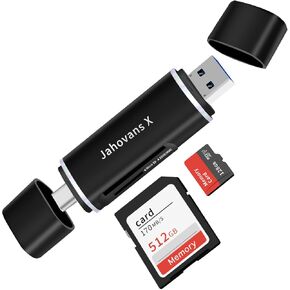 قارئ بطاقات SD، محول قارئ بطاقات الذاكرة Jahovans X Dual Connector USB C USB 3.0 - يدعم SD/Micro SD متوافق مع MacBook Pro وiPad Pro وGalaxy S21 وما إلى ذلك. in Kuwait