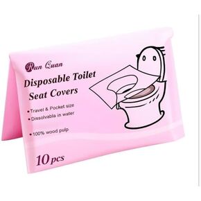 Disposable Toilet Seat Covers – Pack of 10 | XL size | Portable & disposable Travel Toilet Covers for Adults & Kids | Individually Wrapped | Fits Public Toilets | Eco-Friendly in Kuwait