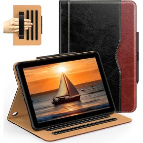 حافظة Grifobes [فقط لإصدار 2022/2020 من الجيل الثاني عشر/العاشر] Kindle Fire HD 8/8 Plus، غطاء فوليو من جلد البولي يوريثان الفاخر مع غطاء ذكي للإيقاظ/النوم التلقائي مع حامل يد/قلم مدمج، أسود + بني in Kuwait
