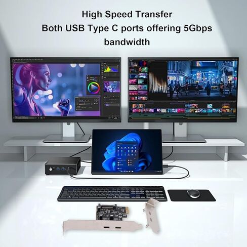 بطاقة Sanpyl PCI E إلى USB 3.2 Gen 1، بطاقة توسيع منافذ USB مزدوجة من النوع C بسرعة 5 جيجابت في الثانية، بطاقة PCI Express للفوز بنظام التشغيل Linux لنظام التشغيل X in Saudi Arabia