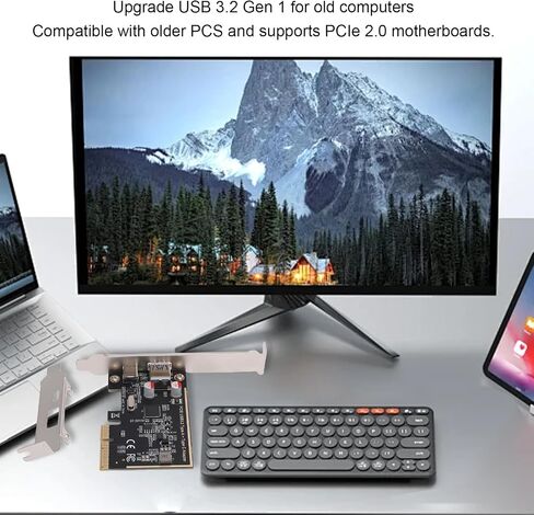 بطاقة VBESTLIFE PCIe إلى USB 3.2 Gen 1 مع منافذ من النوع C والنوع A - بطاقة توسيع PCI Express بعرض النطاق الترددي 5 جيجابت في الثانية لأجهزة الكمبيوتر المكتبية in Saudi Arabia