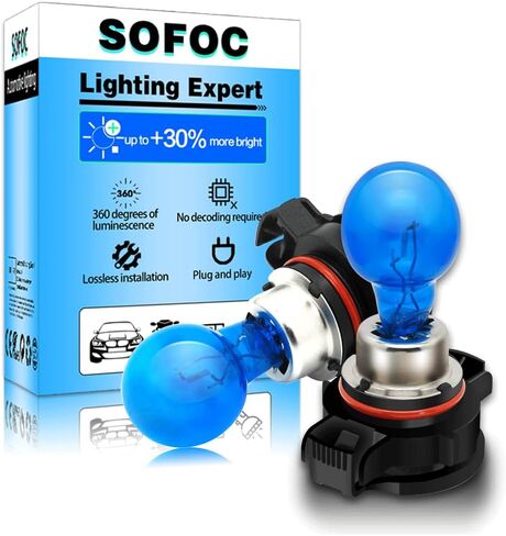 SOFOC-PSX24W 2504 أضواء ضباب السيارة مصابيح التشغيل أثناء النهار تغلغل قوي PG20-7 BASE BULB 12V 24W WHITE 2PCS in Kuwait