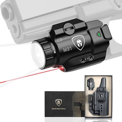 WARRIORLAND MB1 مسدس خفيف وحافظة مخصصة متعددة الاستخدامات، تناسب Glock 17/19 Gen 3-5 & Glock 22/23/31/32 Gen 3-4 & Glock 19X/44/45، ضوء سلاح تكتيكي عالمي مدمج مع ليزر أحمر وLED أبيض in Saudi Arabia
