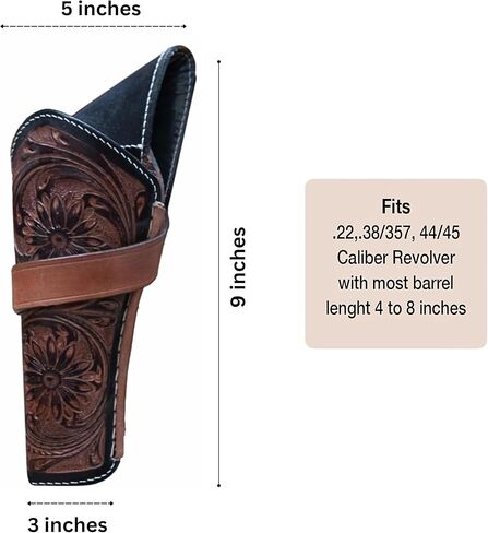 Hulara Genuine Leather Cross Draw Holster Gun Holder 22 .38/357 .44/45 Cal Revolver Western Rough Rider Psitol Holster Fit 4" to 8" in Saudi Arabia