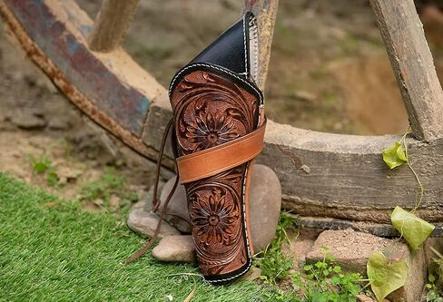 Hulara Genuine Leather Cross Draw Holster Gun Holder 22 .38/357 .44/45 Cal Revolver Western Rough Rider Psitol Holster Fit 4" to 8" in Saudi Arabia