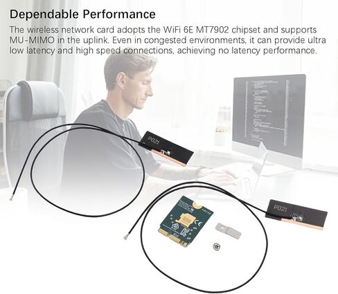 GOWENIC WiFi 6E Wireless Card, M.2 NGFF Triple Band 4200Mbps Laptop Wireless Card with Dual 8dBi Antenna, for 10 11 Systems in Saudi Arabia