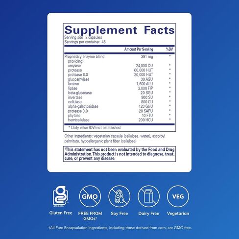 Pure Encapsulations Digestive Enzymes Ultra - Vegetarian Digestive Enzyme Supplement to Support Protein, Carb, Fiber, and Dairy Digestion* - 90 Capsules in Saudi Arabia