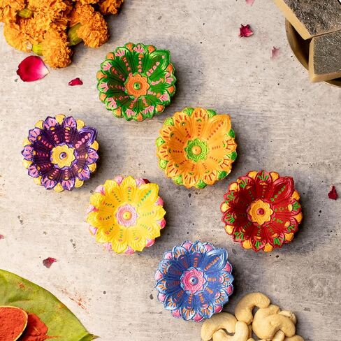 Super Saver Pack 12 Pcs Diwali Diya for Decoration for Home, Clay Diya for Diwali with Wicks, Diwali Gifts for Friends, Diwali Decor, Tea Lights Holder for Diwali Decorations, Diyas for Pooja in Saudi Arabia