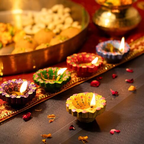 Super Saver Pack 12 Pcs Diwali Diya for Decoration for Home, Clay Diya for Diwali with Wicks, Diwali Gifts for Friends, Diwali Decor, Tea Lights Holder for Diwali Decorations, Diyas for Pooja in Saudi Arabia