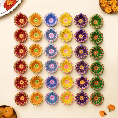 Super Saver Pack 12 Pcs Diwali Diya for Decoration for Home, Clay Diya for Diwali with Wicks, Diwali Gifts for Friends, Diwali Decor, Tea Lights Holder for Diwali Decorations, Diyas for Pooja in Saudi Arabia