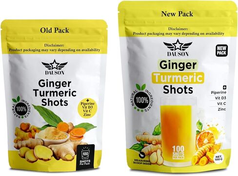 Vitalute Ginger Turmeric Powder - Ginger Turmeric Supplement Fortified with Orange, Curcumin, Vitamin C, Vitamin D, Zinc. 100g/100 Shots of Ginger Juice, Turmeric Juice for Joint, Gut, Keto, Immunity in Kuwait