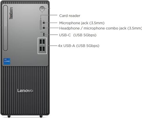 كمبيوتر برج لينوفو ثينك سنتر نيو 50T - انتل كور i9-12900K، ذاكرة وصول عشوائي 64 جيجا، 2 تيرابايت NVMe SSD، HDMI، VGA، USB Type-C، قارئ بطاقات، محول Wi-FI/BT، كمبيوتر مكتبي الجيل 5، ويندوز 11 برو in Saudi Arabia