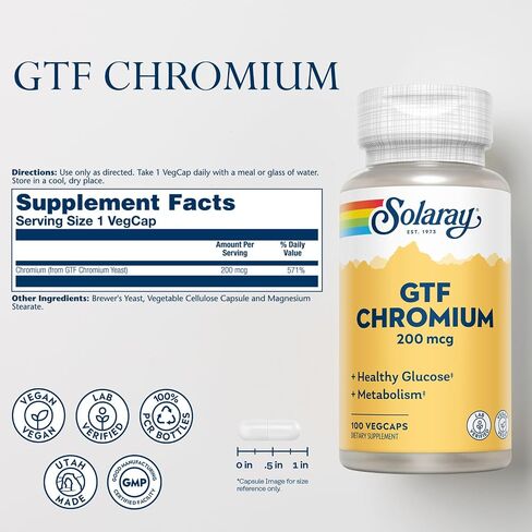Solaray GTF Chromium Capsules, 200 mcg | 200 Count in Saudi Arabia